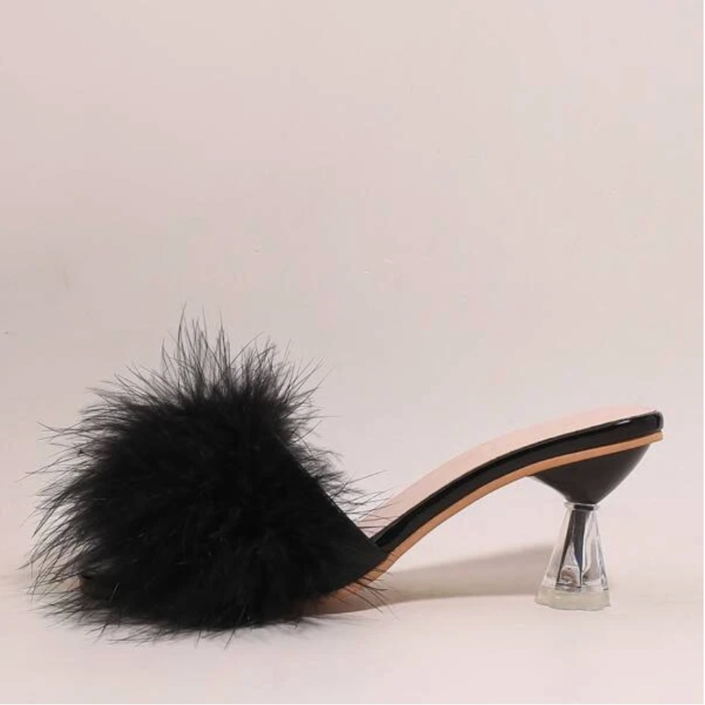 Shein Fluffy Decor Sculptural Heeled Sandals